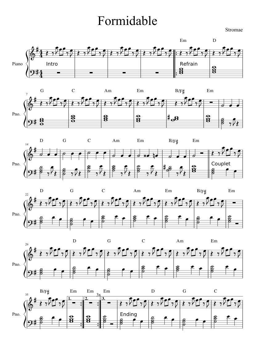 Formidable (Stromae) Sheet music for Piano (Solo) | Musescore.com