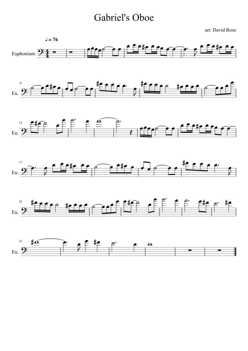 Gabriel's Oboe Sheet music for Euphonium (Solo)