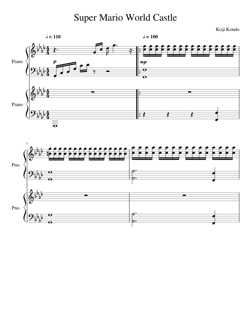 Super Mario World Castle Sheet music for Piano (Piano Duo) | Musescore.com