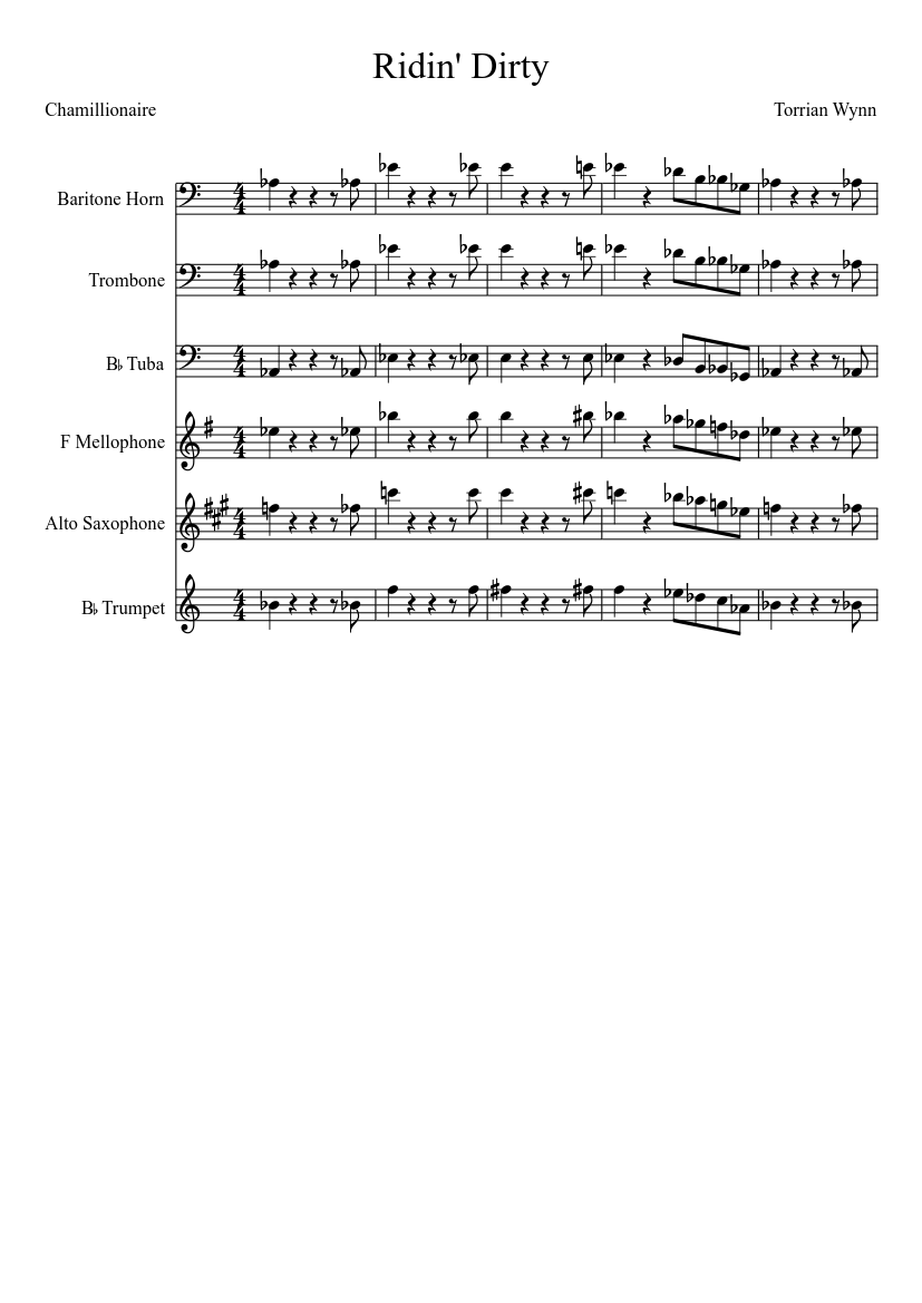 Ridin' Dirty - Chamillionaire Sheet music for Trombone, Tuba, Trumpet other  (Mixed Trio) | Musescore.com