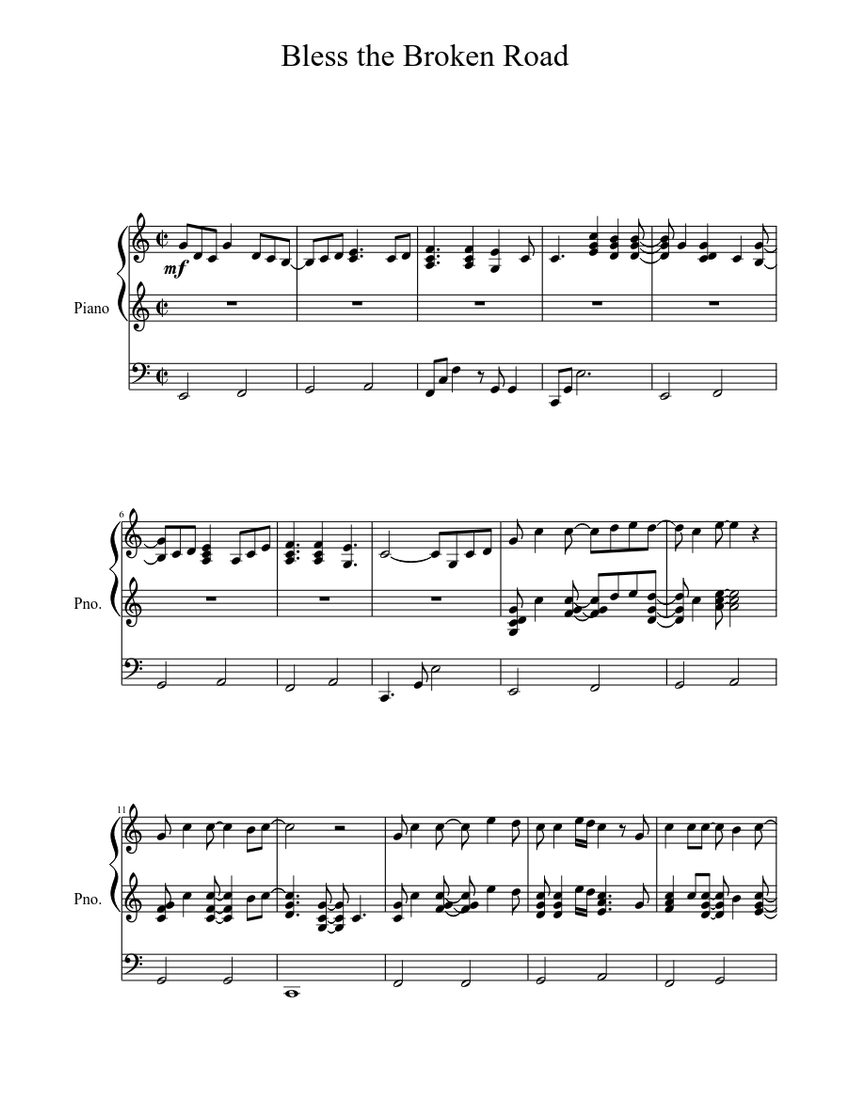 Bless the Broken Road Sheet music for Piano (Solo) | Musescore.com