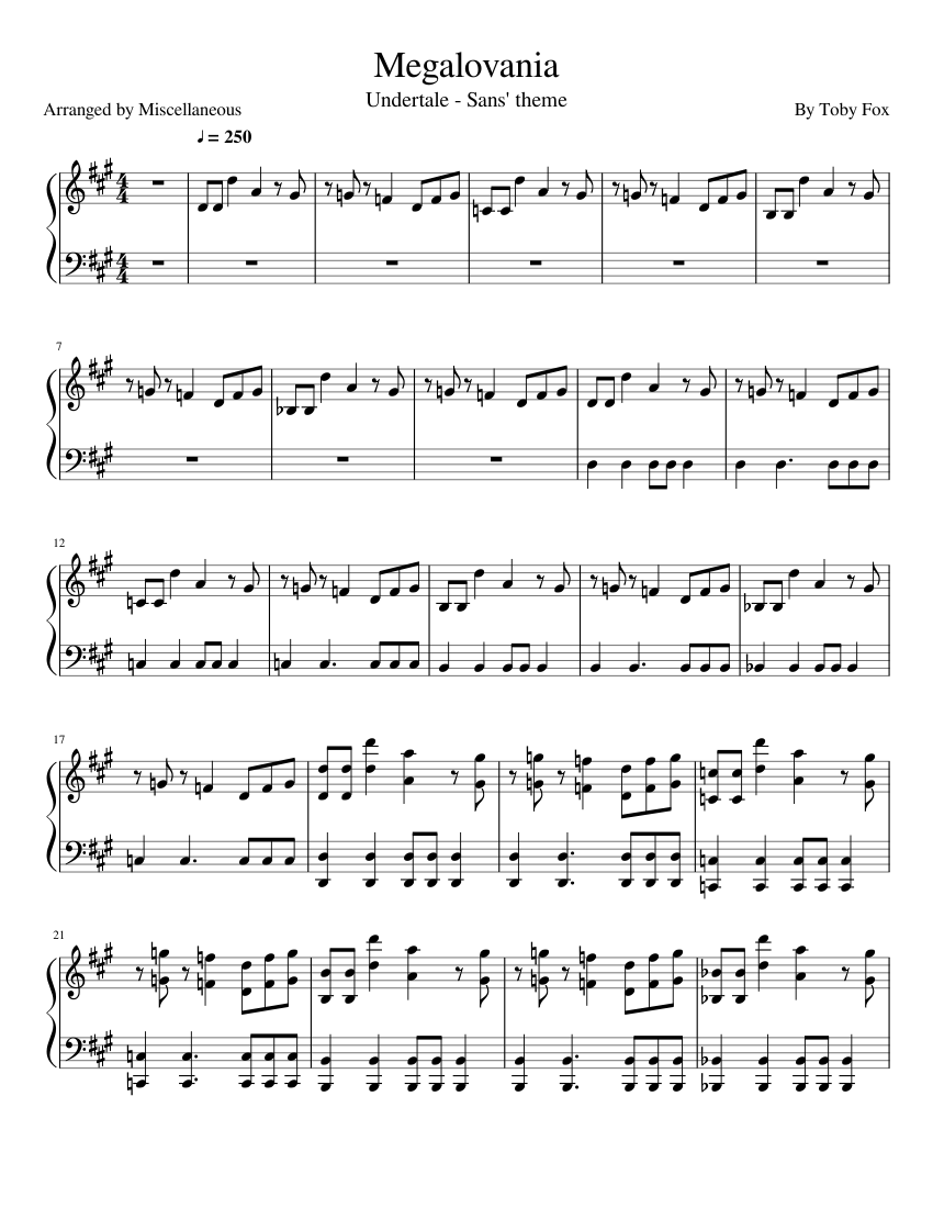 Megalovania Sheet music for Piano (Solo) | Musescore.com