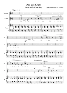 Free Duetto buffo di due gatti by Gioacchino Rossini sheet music | Download  PDF or print on Musescore.com