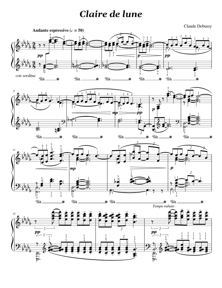 Claire de Lune Sheet music for Piano (Solo) | Musescore.com