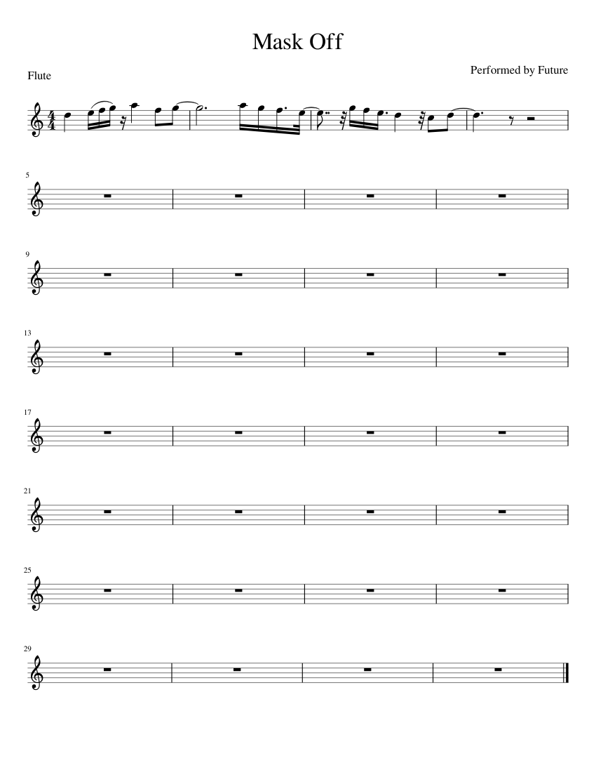 Mask Off by Future Sheet music for Piano (Solo) | Musescore.com