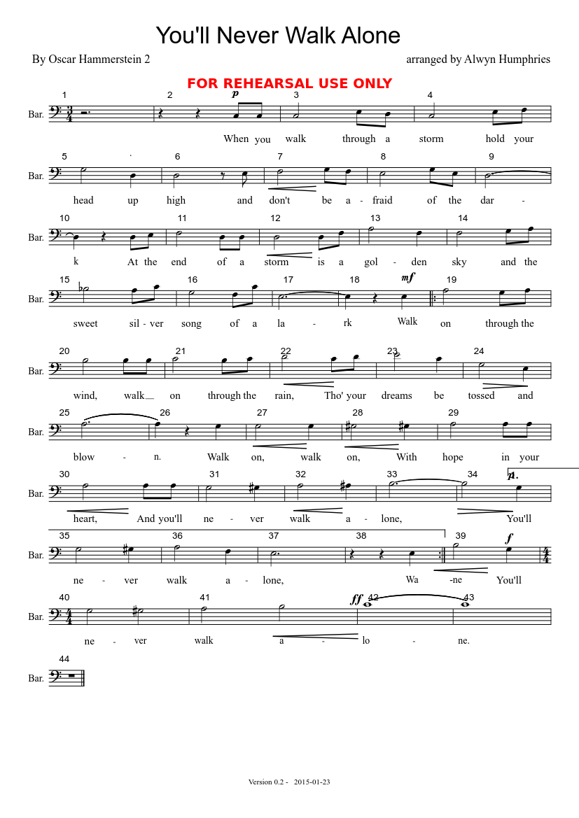 You'll Never Walk Alone - MVC - Baritone part Sheet music for Baritone (Solo)  | Musescore.com