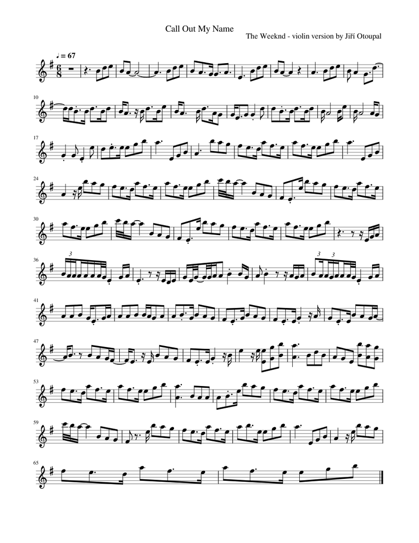 The Weeknd - Call Out My Name Violin rewrite Sheet music for Violin (Solo)  | Musescore.com