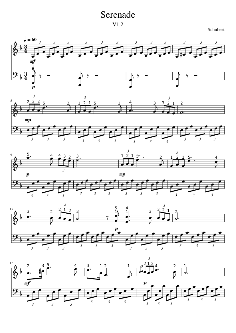 Serenade Schubert ease v1.2 Sheet music for Piano (Piano Duo ...