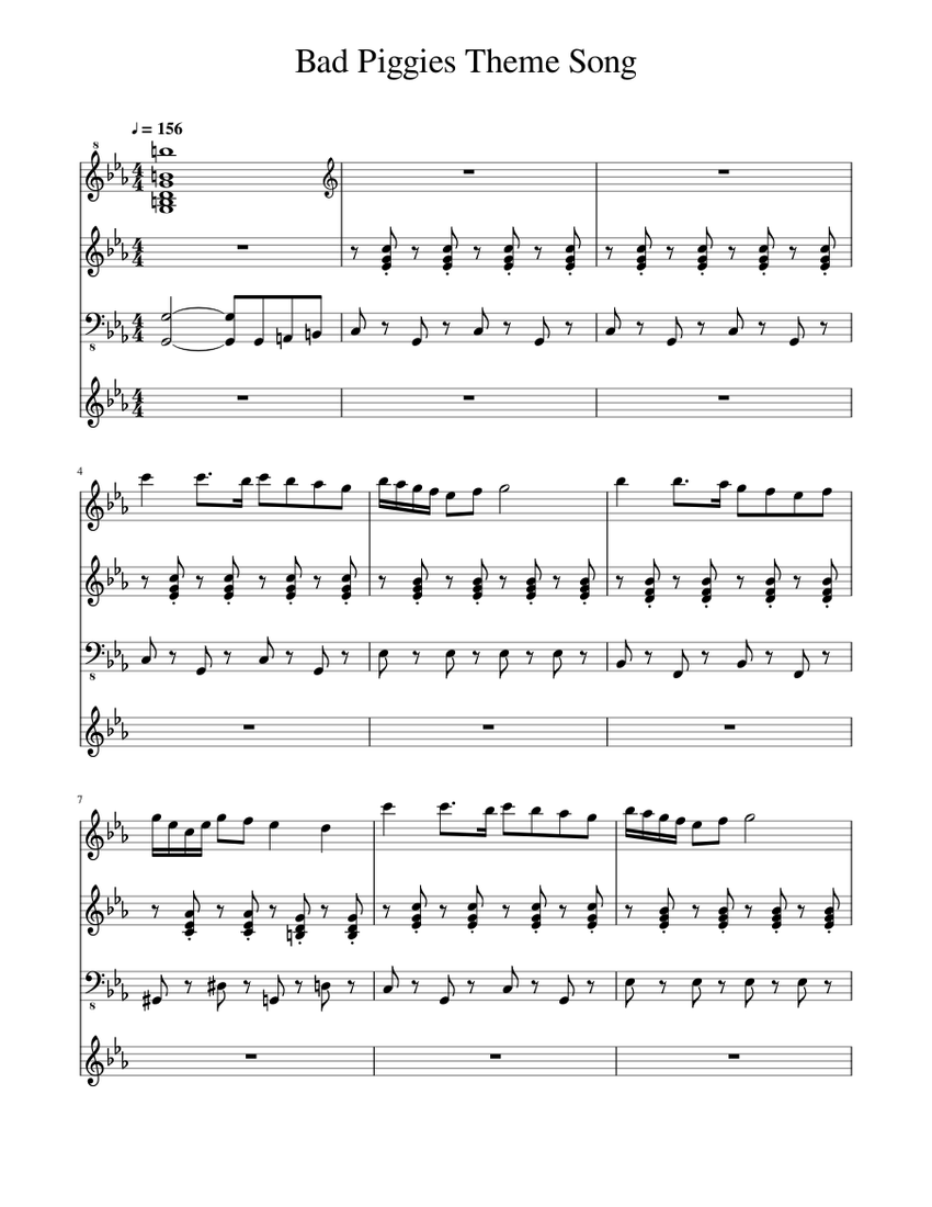 Bad Piggies Theme Song Sheet Music For Piano Solo Musescore Com - bad songs roblox id