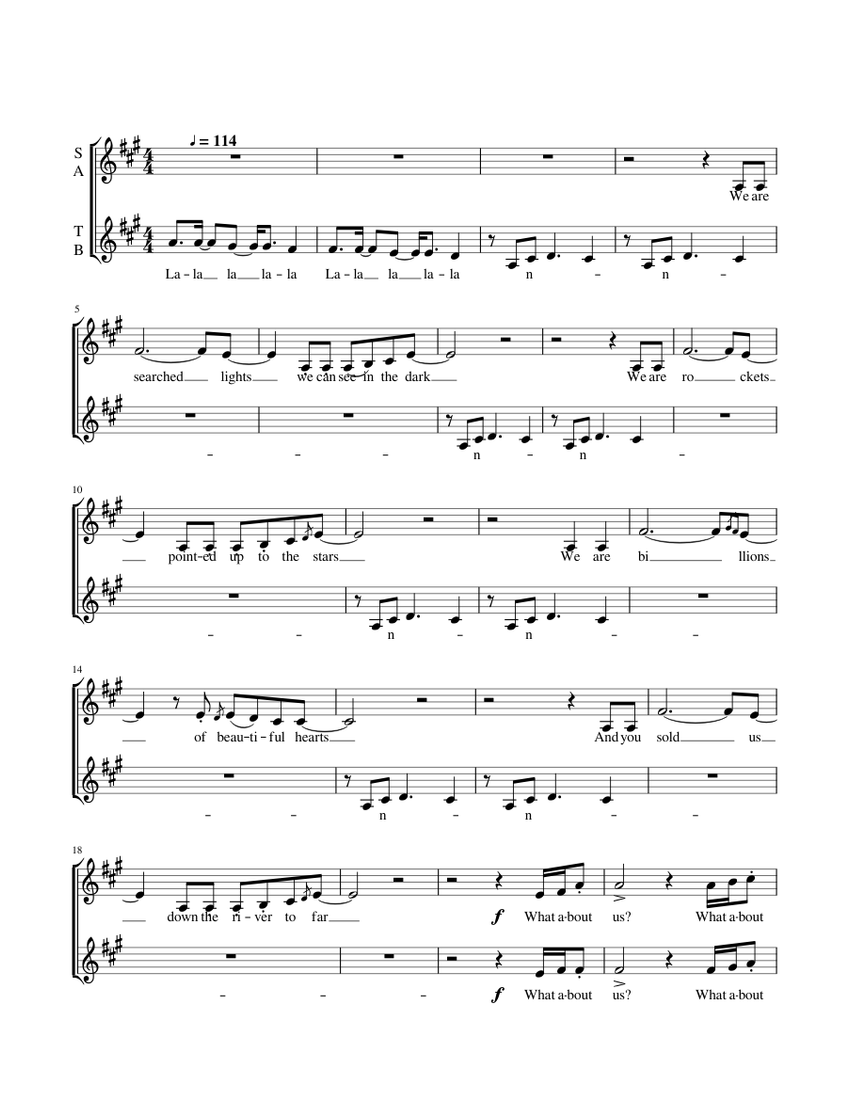 What about us, by Pink Sheet music for Vocals (Choral)