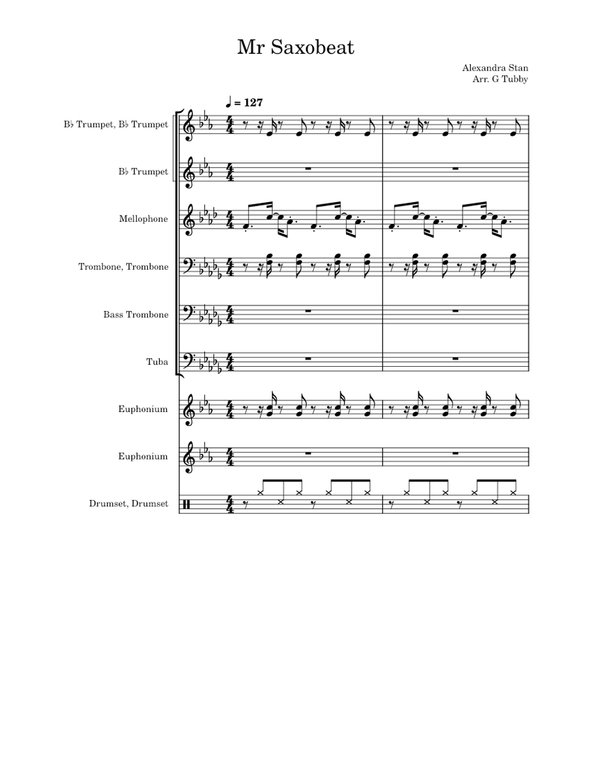 Mr Saxobeat Alexandra Stan For Leighton Buzzard Philharmonic Marching Band Sheet Music For