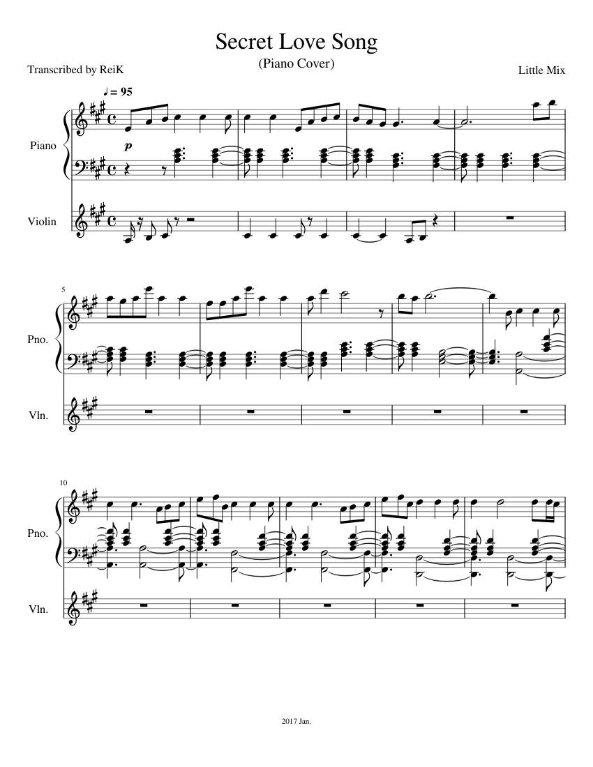 Secret Love Song feat Jason Derulo Little Mix EDIT VIOLIN Sheet music for  Piano, Violin (Solo) | Musescore.com