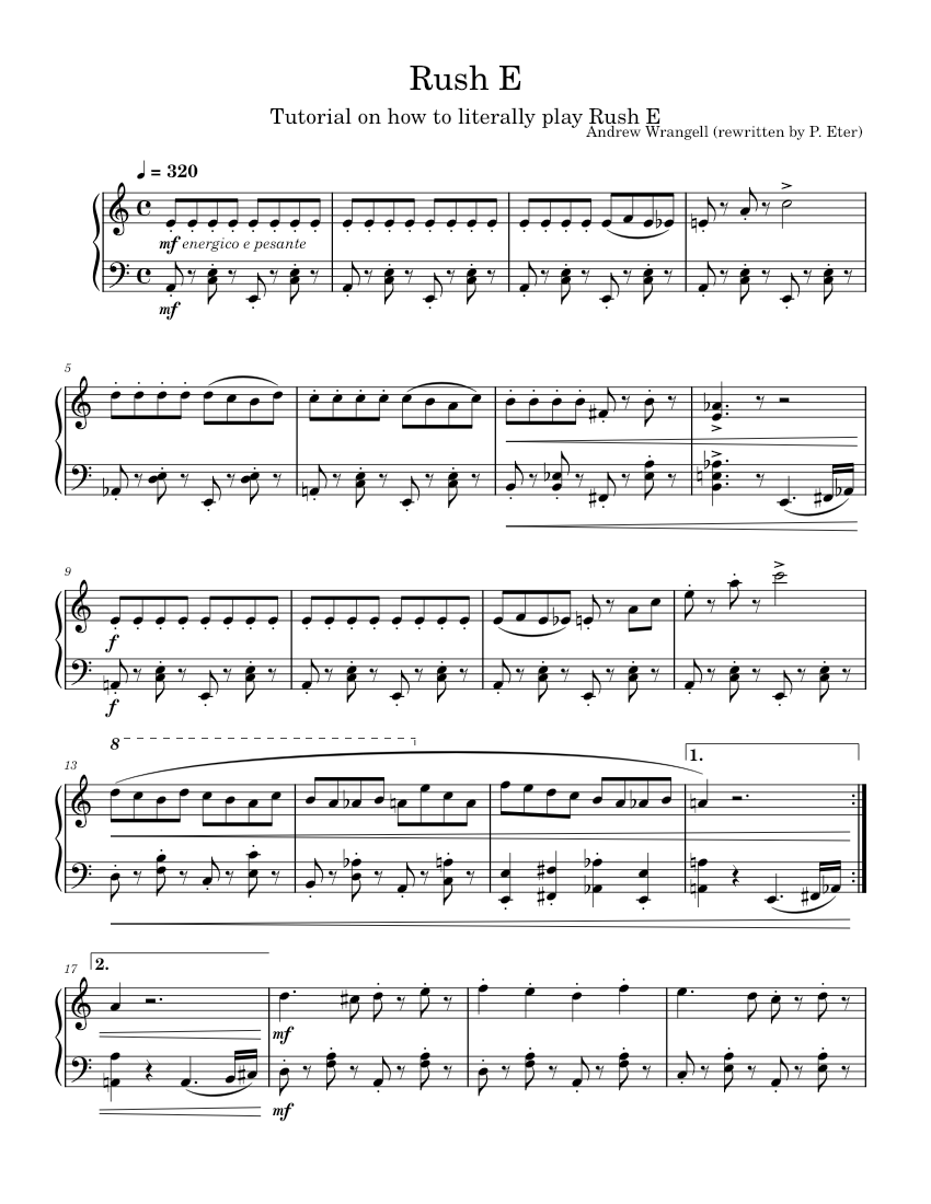 Rush E Sheet Music Boss Rush E Sheet music for Piano (Solo