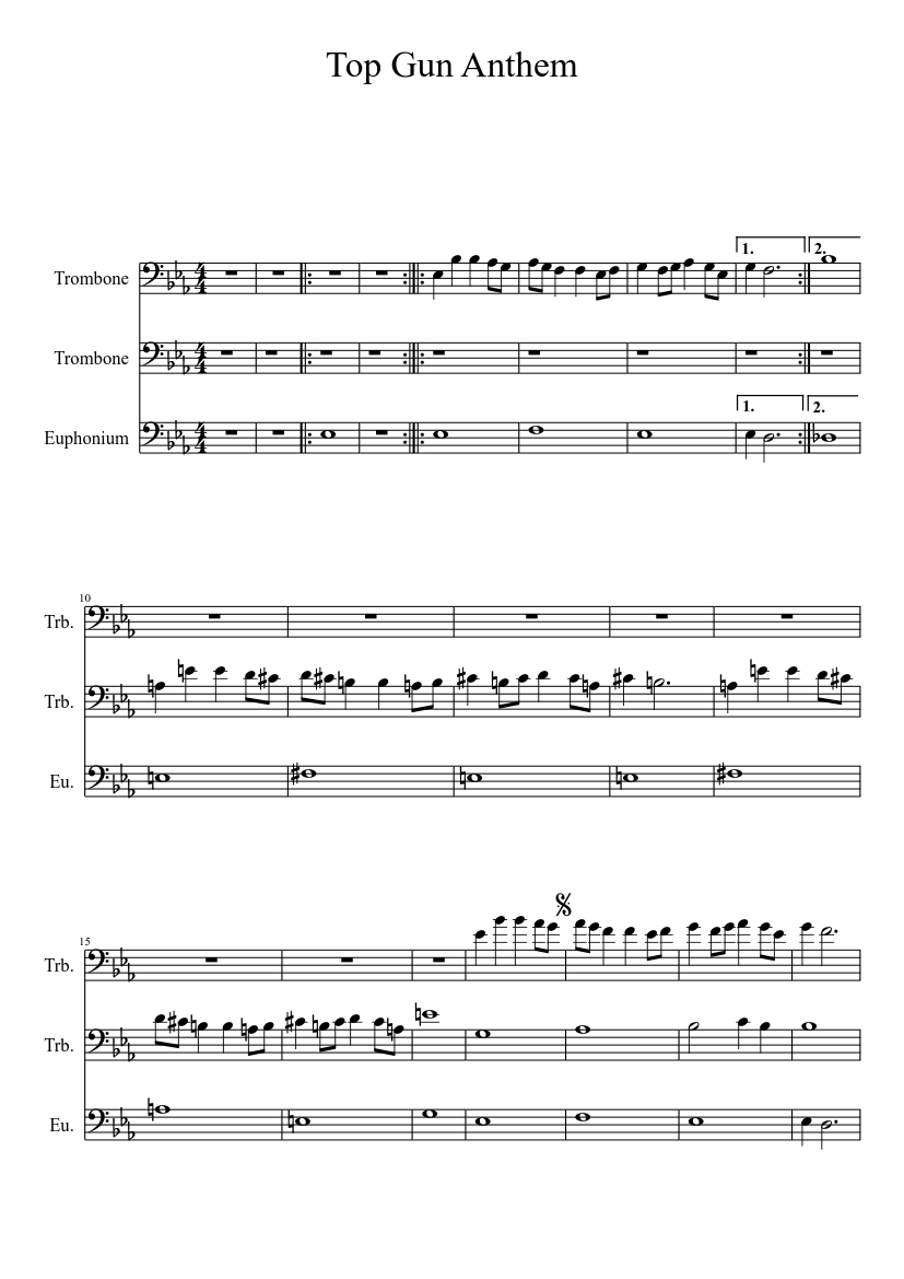 Top Gun Anthem Sheet music for Trombone (Brass Duet) | Musescore.com