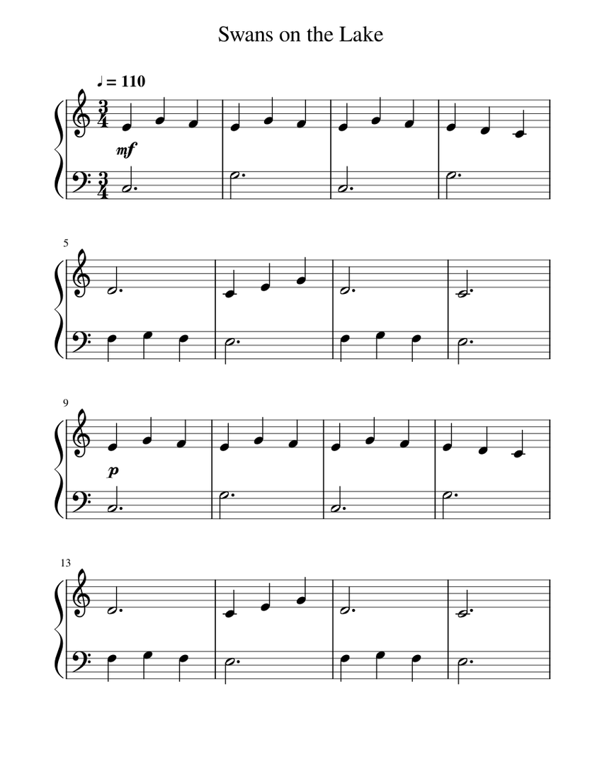 swan lake piano sheet music pdf Swan tchaikovsky simplified