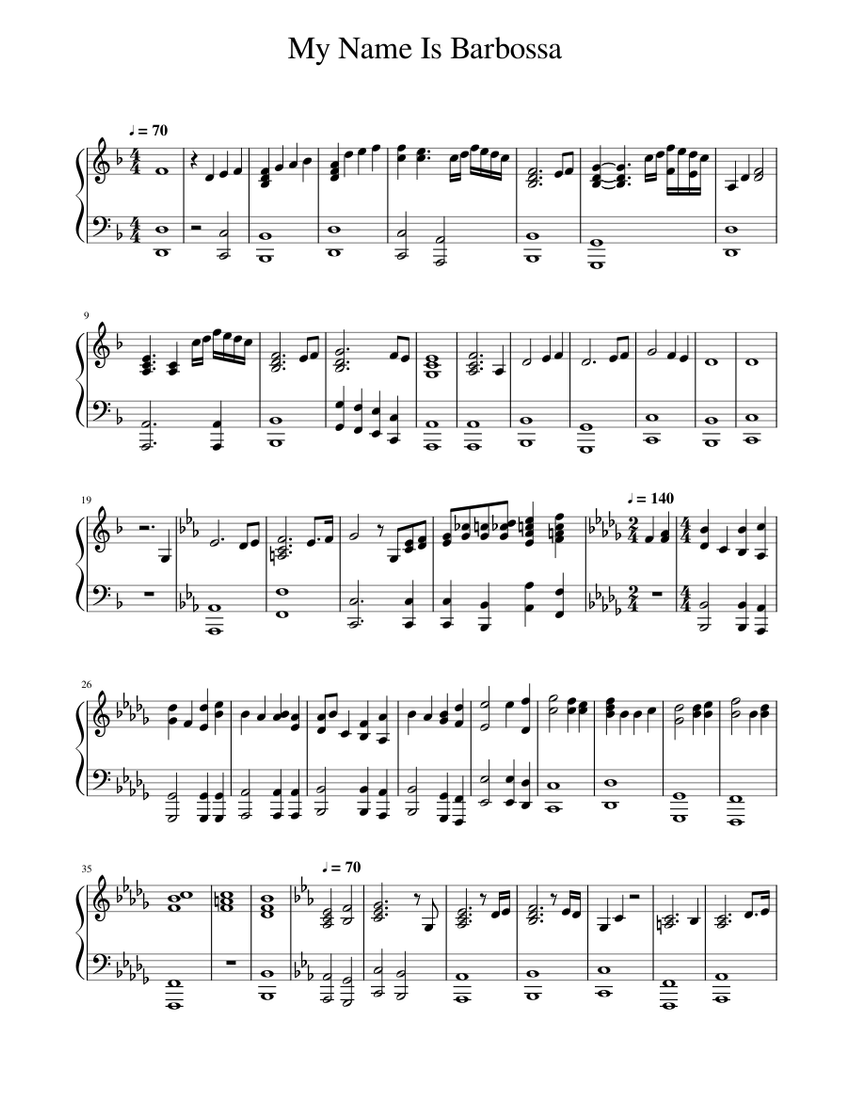 My Name Is Barbossa Sheet music for Piano (Solo) | Musescore.com