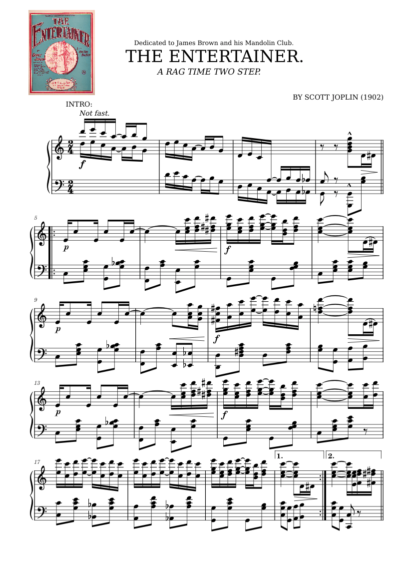 The Entertainer by Scott Joplin (1902) Sheet music for Piano (Solo ...