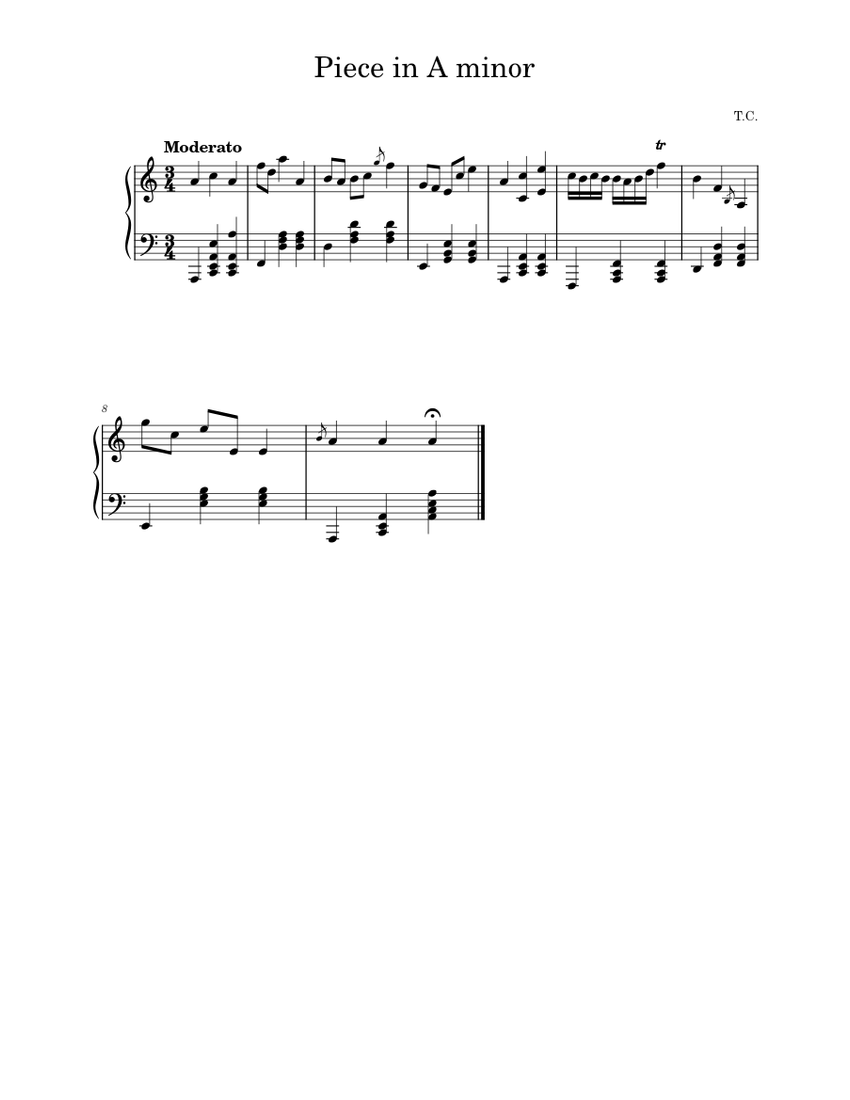 Piece in A minor Sheet music for Piano (Solo) Easy | Musescore.com