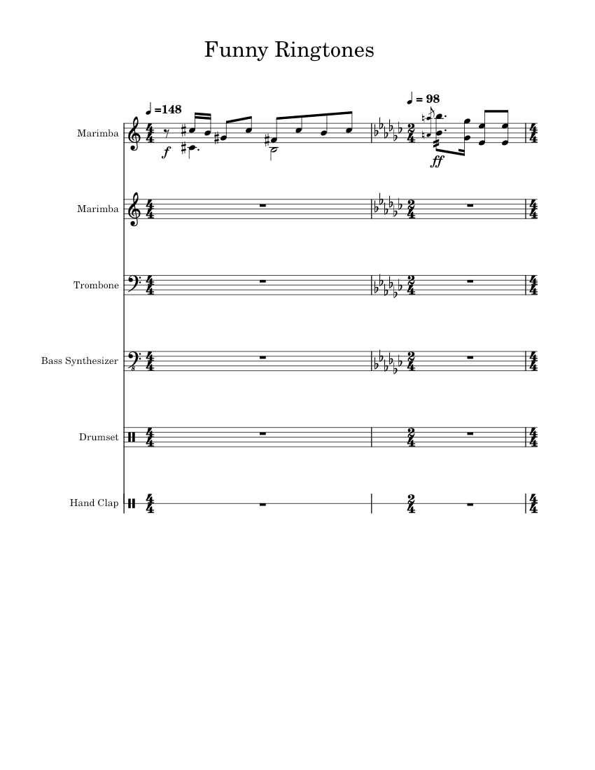 headphone cat (zeze marimba remix) Sheet music for Trombone, Bass