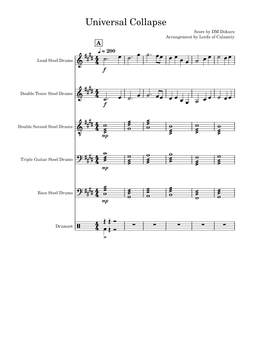 Universal Collapse DM DOKURO (Steel Drums) Sheet music for Drum Group
