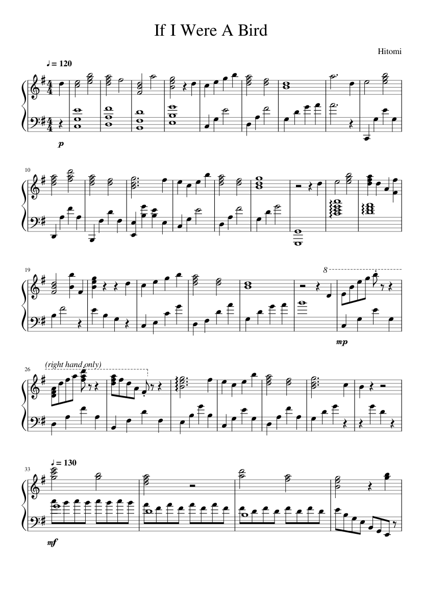 If I Were A Bird Code Geass Hitomi Sheet Music For Piano Solo Musescore Com