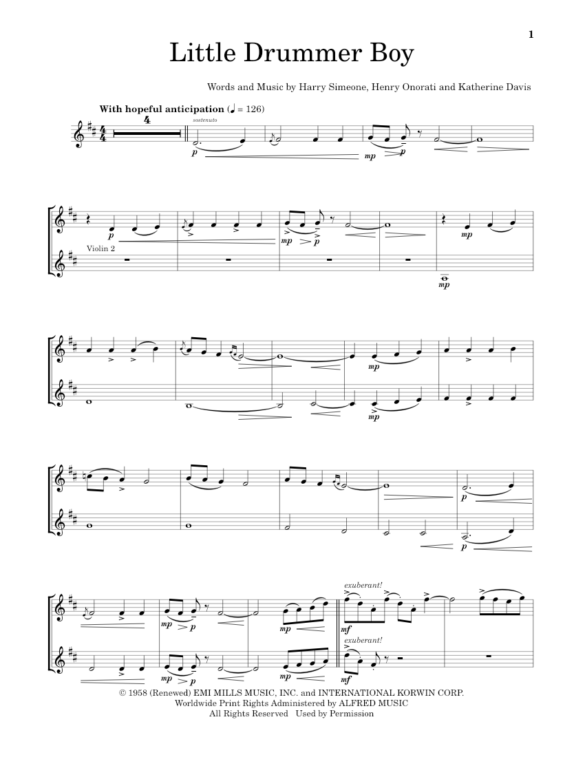 Little Drummer Boy Sheet music for Violin by Lindsey Stirling Official ...
