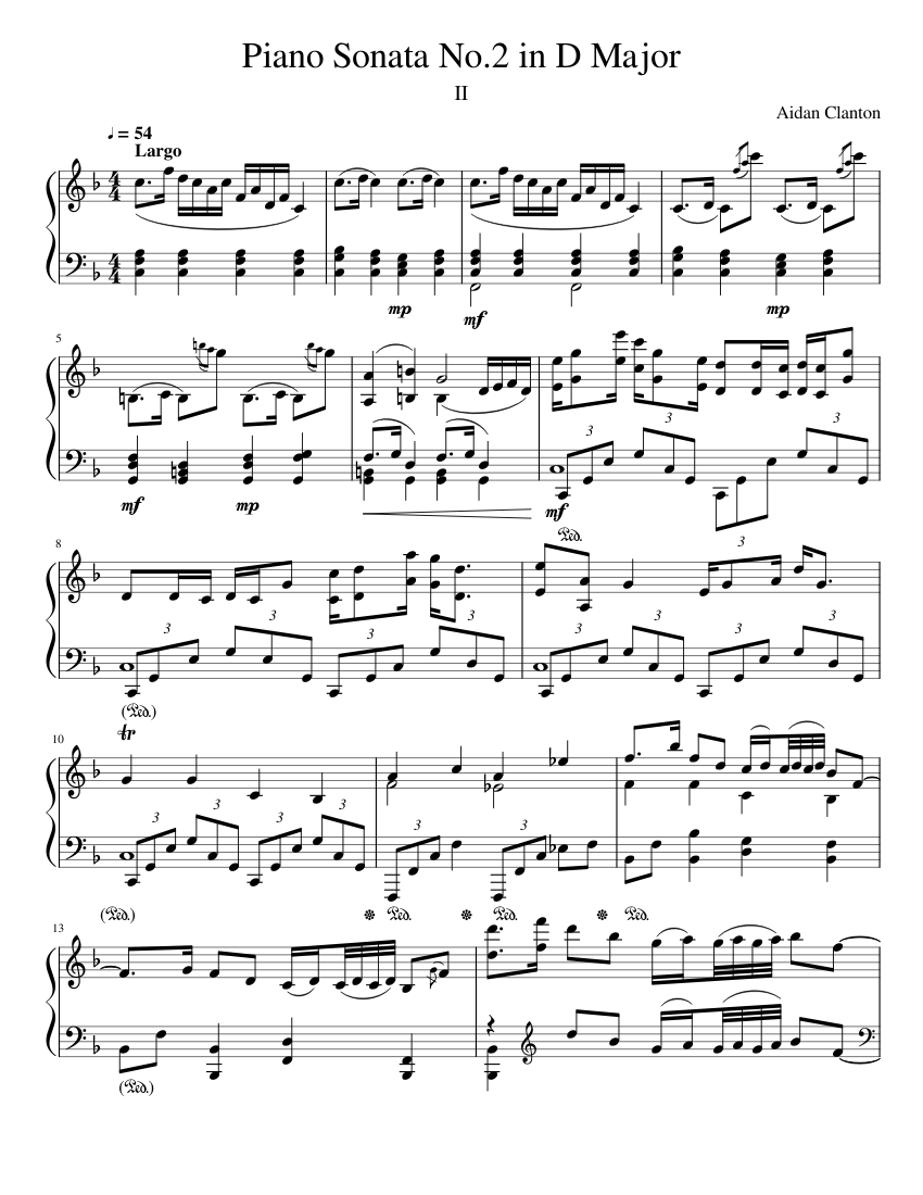 Piano Sonata No.2 in D Major - II Lento