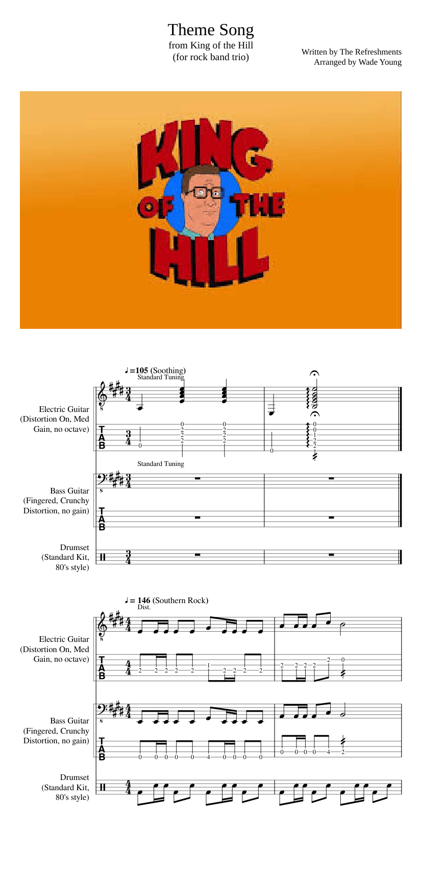 King of the Hill Theme Song - The Refreshments Sheet music for