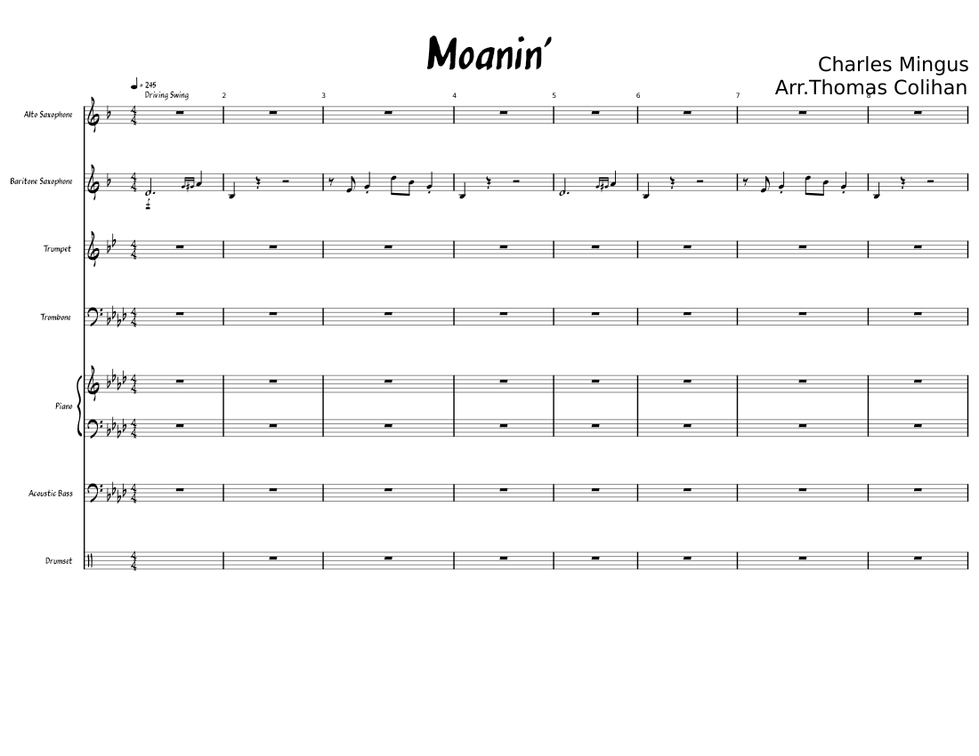 Moanin' Sheet music for Piano, Trombone, Saxophone alto, Saxophone