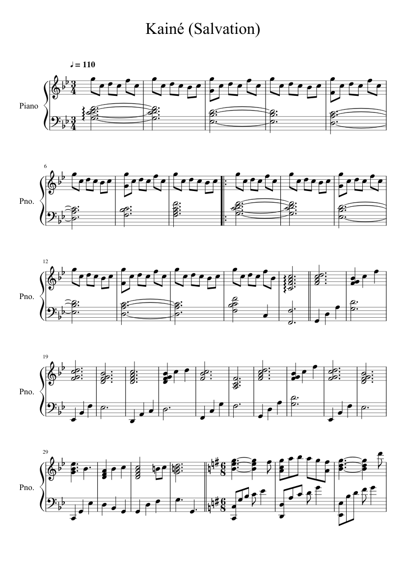 Kainé (Salvation) Sheet music for Piano (Solo) | Musescore.com