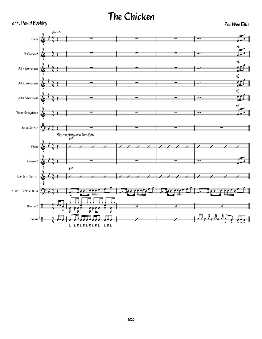 The Chicken Notes The Chicken – Pee Wee Ellis/Jaco Pastorius Sheet music for Piano ...