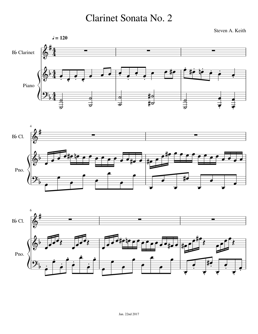 Clarinet Sonata No 2 Sheet music for Piano, Clarinet in b-flat (Solo) |  Musescore.com