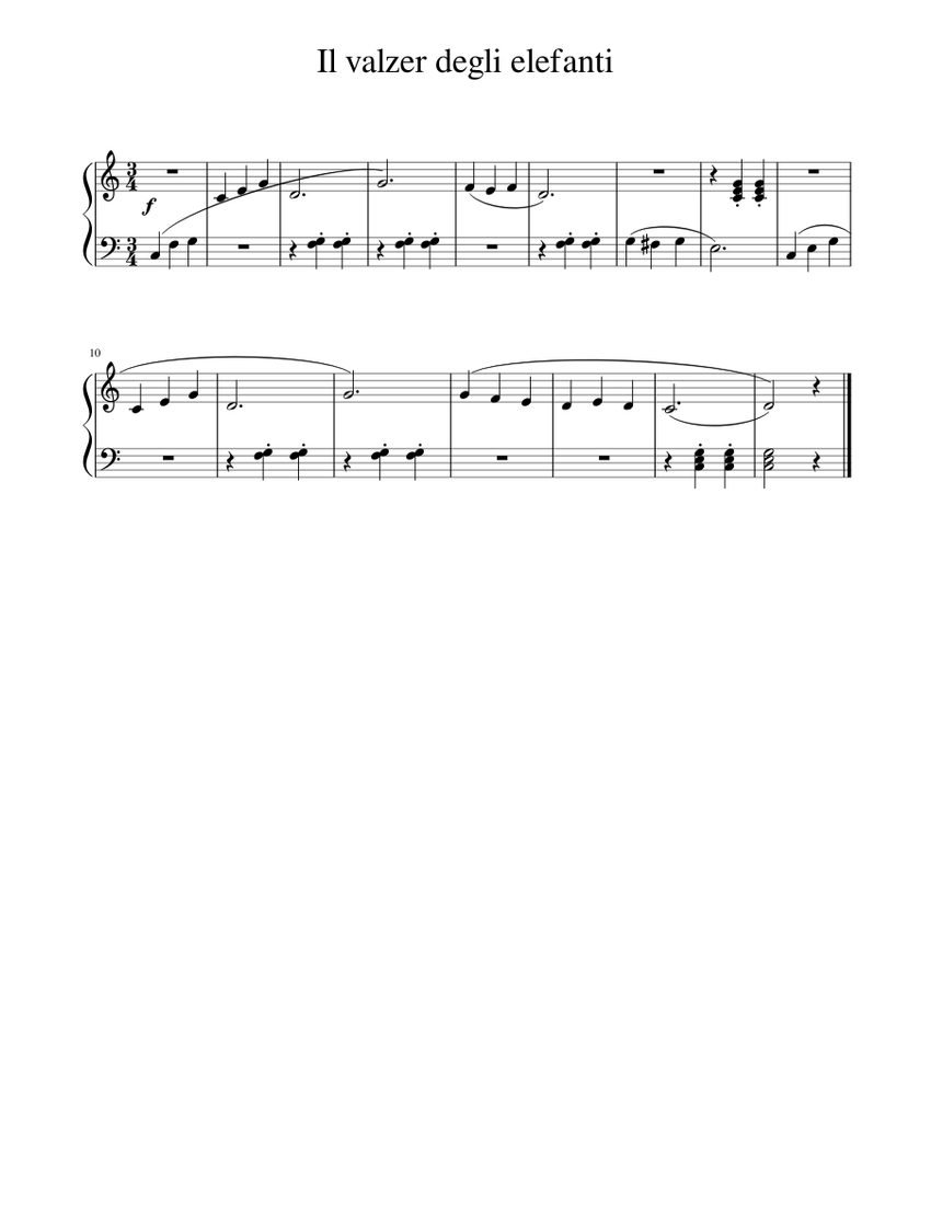 Il valzer degli elefanti Sheet music for Piano (Solo) Easy