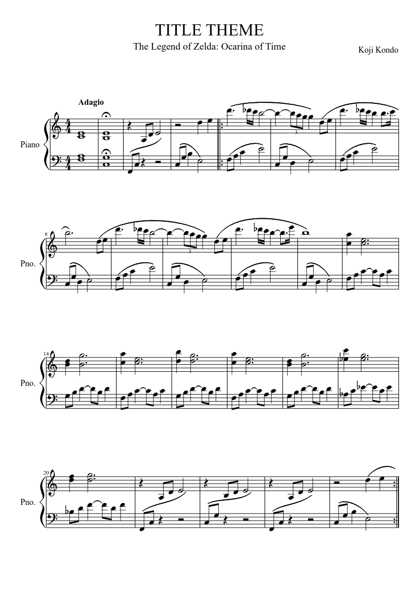 LoZ: Ocarina of Time Title Theme Sheet music for Piano (Solo) |  Musescore.com