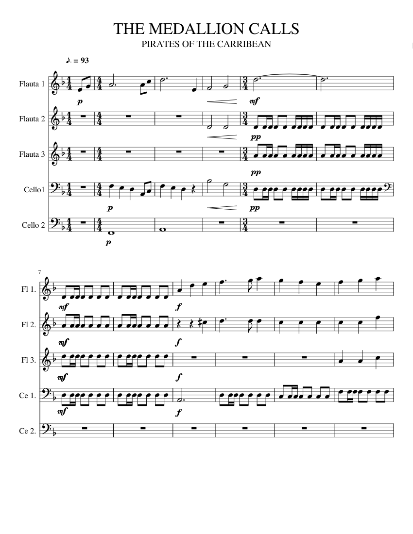 The Medallion Calls Sheet music for Flute, Cello (Mixed Quintet) |  Musescore.com