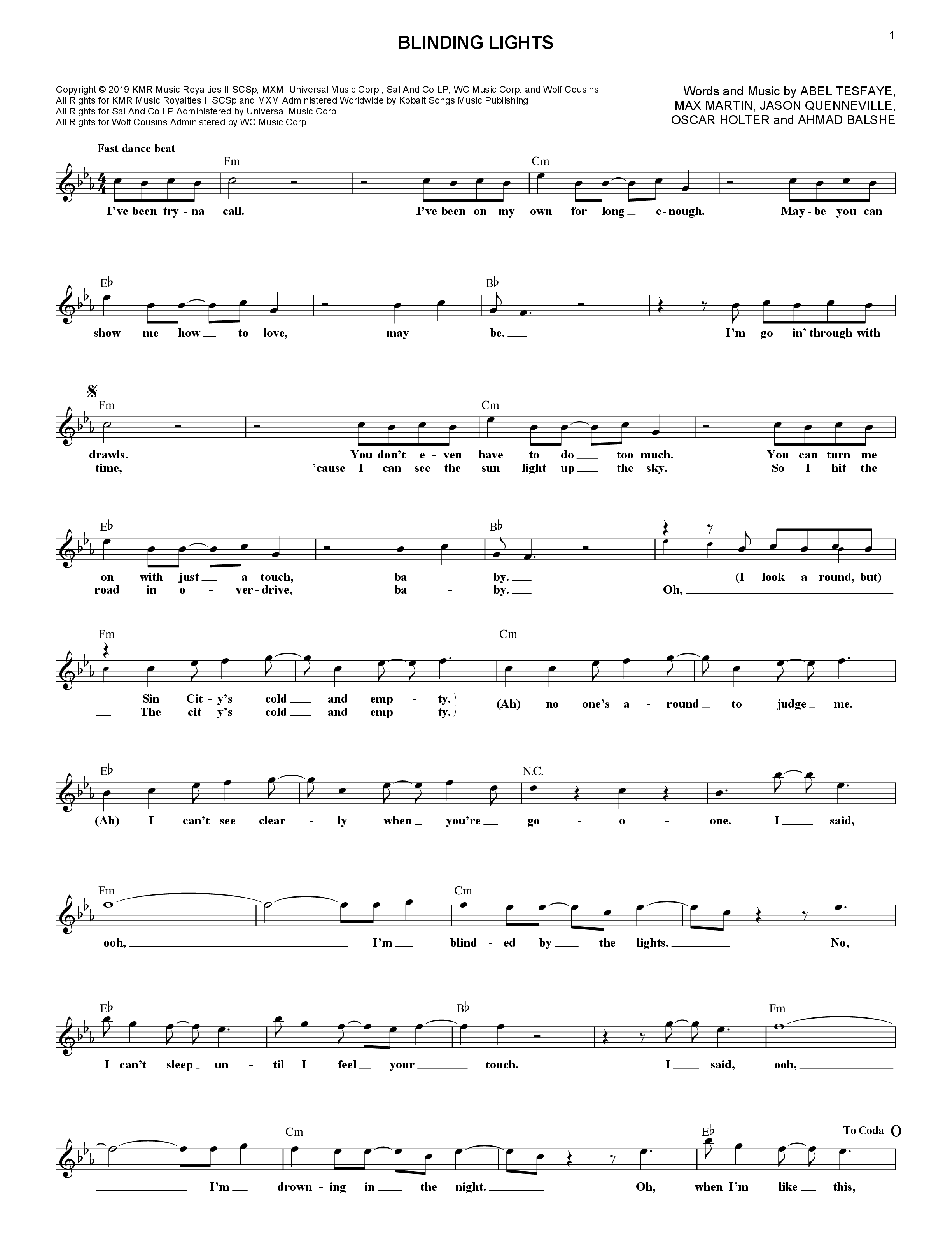 Play Official version of Blinding Lights sheet music by The Weeknd for ...