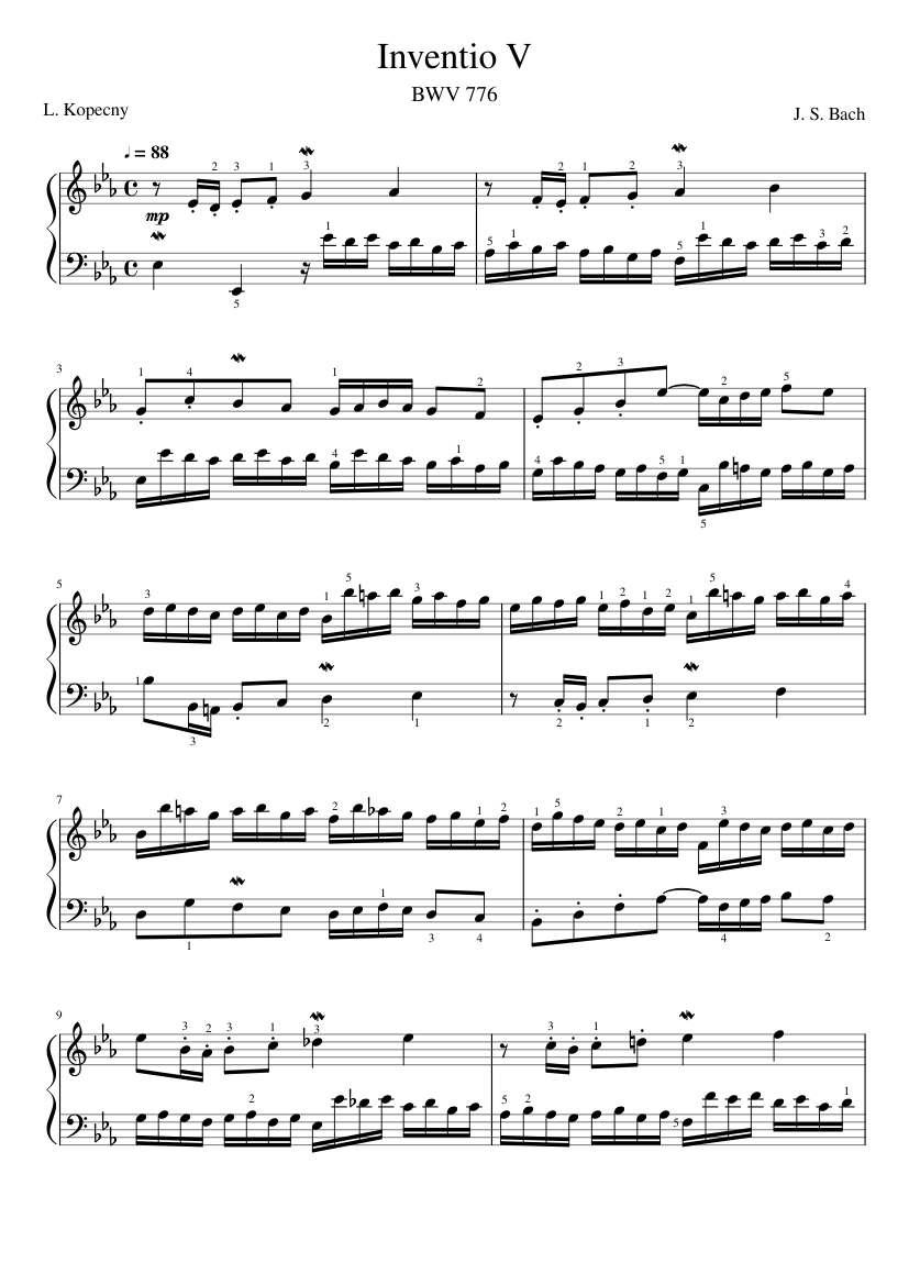 J. S. Bach - Invention No. 5 in Eb-Major BWV 776 (real audio