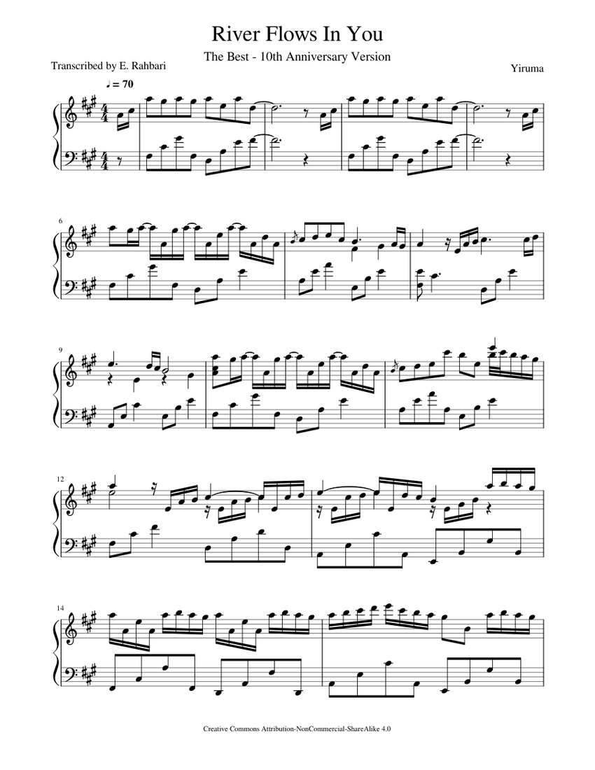 River Flows in You - Yiruma - 10th Anniversary Version (Piano) Sheet