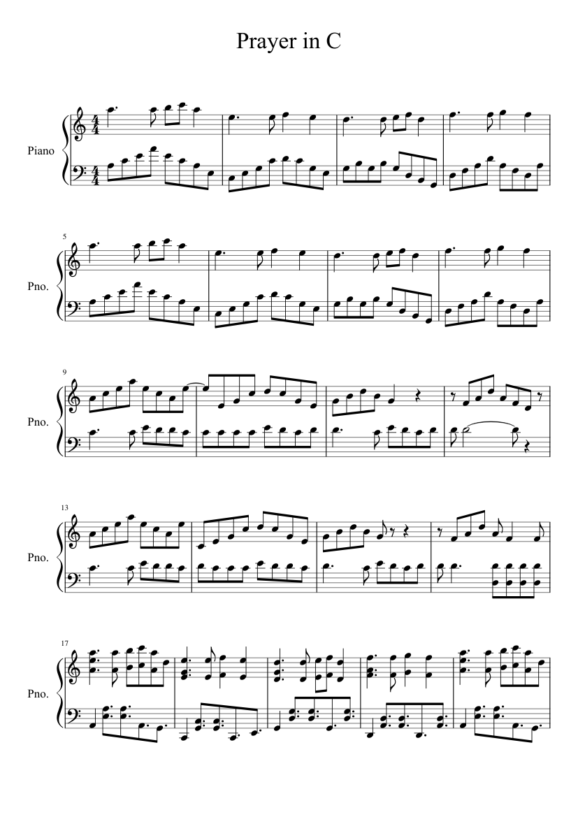 Prayer In C - Robin Schulz Sheet music for Piano (Solo) | Musescore.com