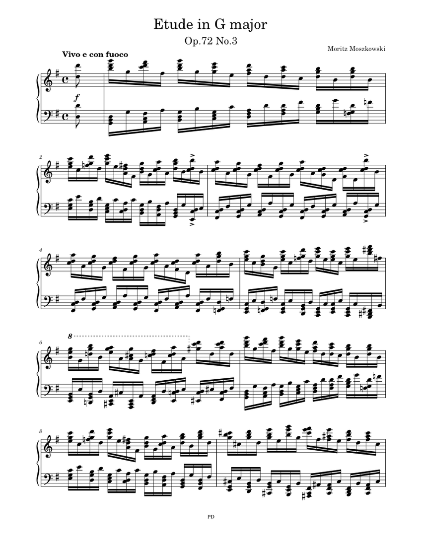 Moszkowski - Etude in G major, Op.72 No.3 Sheet music for Piano (Solo) |  Download and print in PDF or MIDI free sheet music for Etude No. 3, Op. 72  by Moritz