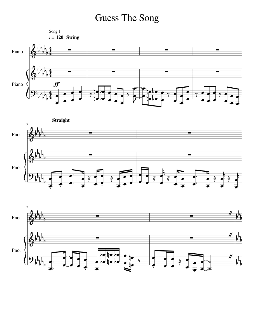 Guess The Song Sheet music for Piano (Solo) Musescore.com