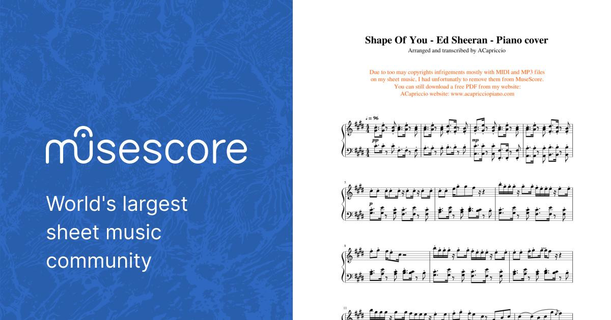 Ed Sheeran - Shape of You - Piano cover Sheet music for Piano (Solo) |  Musescore.com