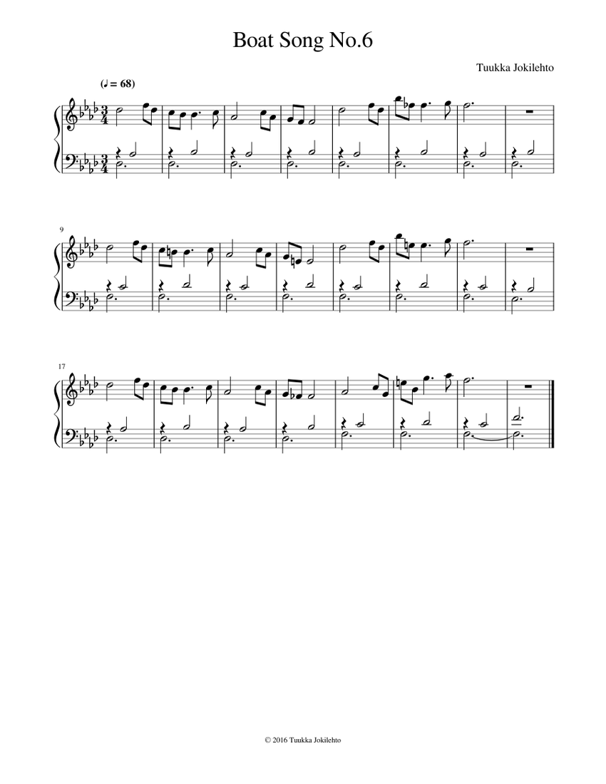 Boat Song No.6 Sheet music for Piano (Solo) | Download and print in PDF