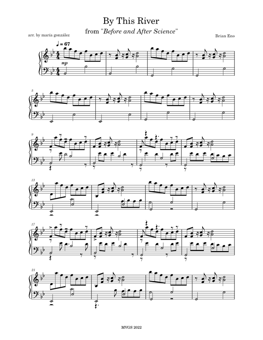 By This River Brian Eno Sheet music for Piano (Solo)