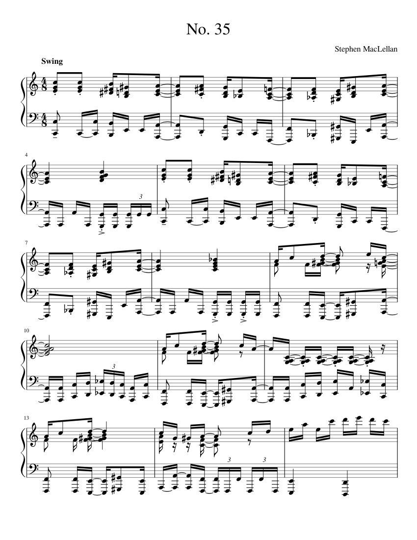 Number 35 Sheet Music for Piano (Solo) | MuseScore.com
