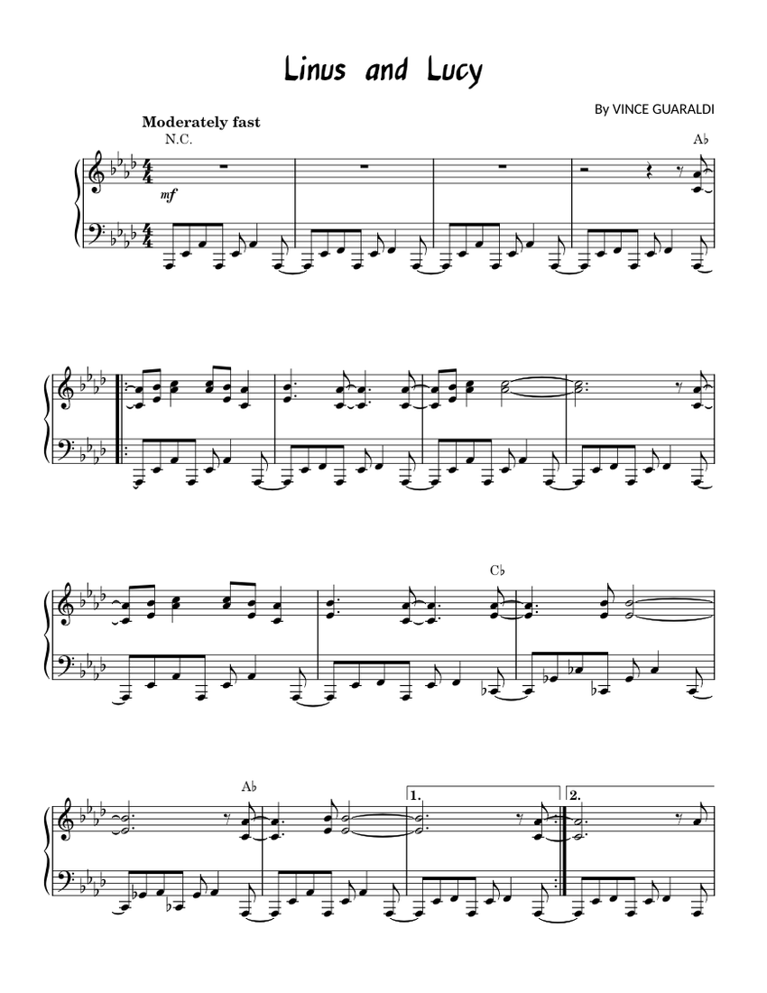 Linus and Lucy (Peanuts) Sheet music for Piano (Solo) | Musescore.com
