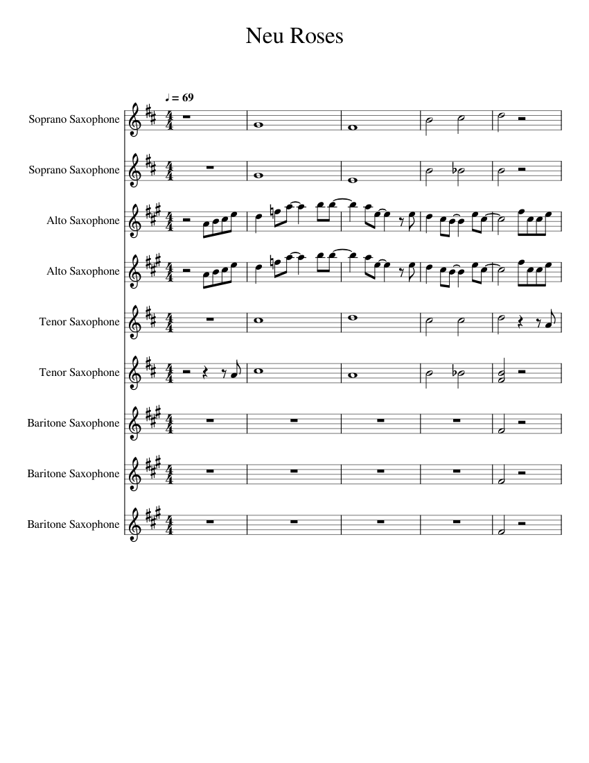 Neu_Roses Sheet music for Saxophone alto, Saxophone tenor, Saxophone