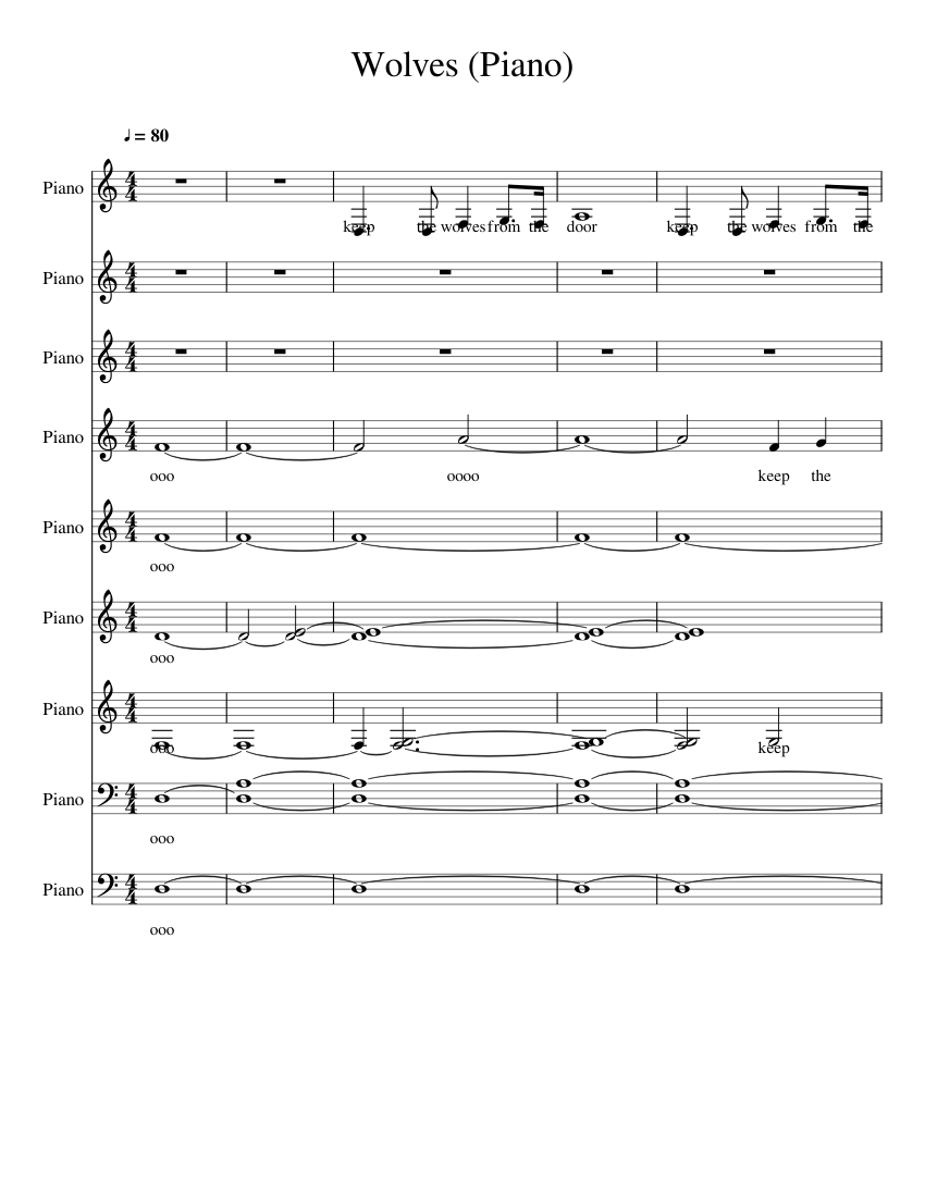 Wolves Piano Sheet music for Piano (Mixed Ensemble) | Musescore.com