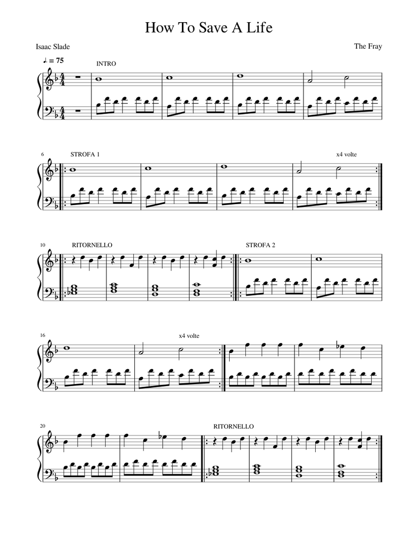 How To Save A Life Sheet music for Piano (Solo) | Musescore.com