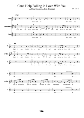 Can T Help Falling In Love Sheet Music Free Download In Pdf Or Midi On Musescore Com